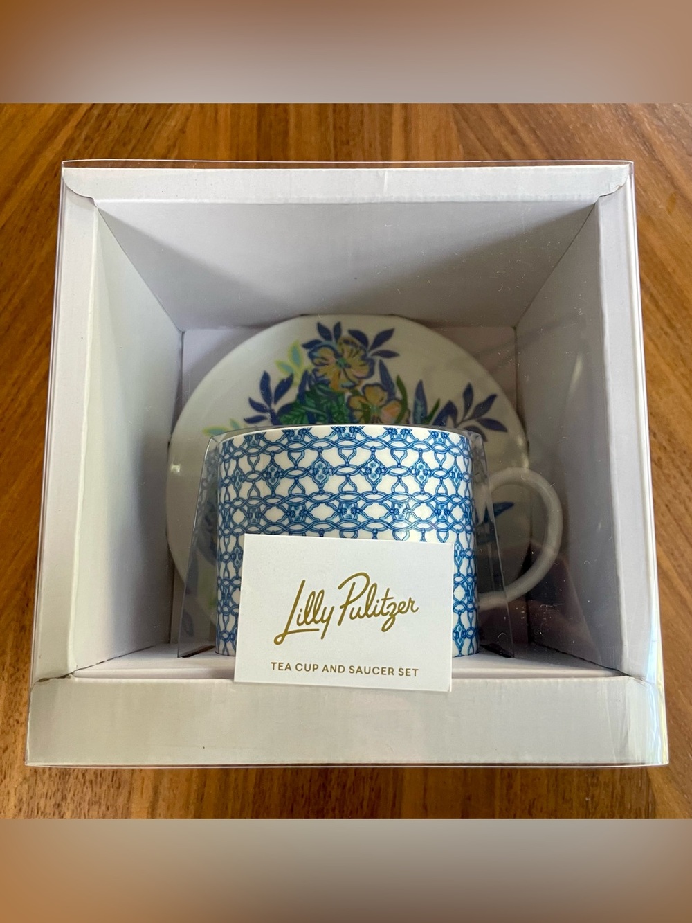 Rare Lilly Pulitzer teacup and saucer blue